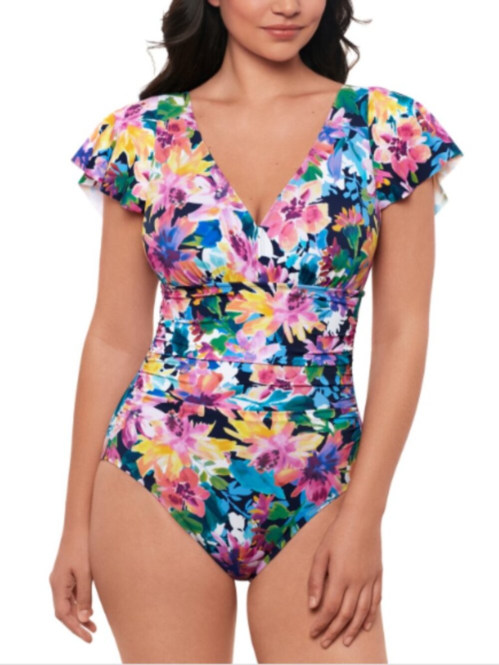 Swim Solutions Womens Garden Dreams Flutter Multicolor Size 8 4049
